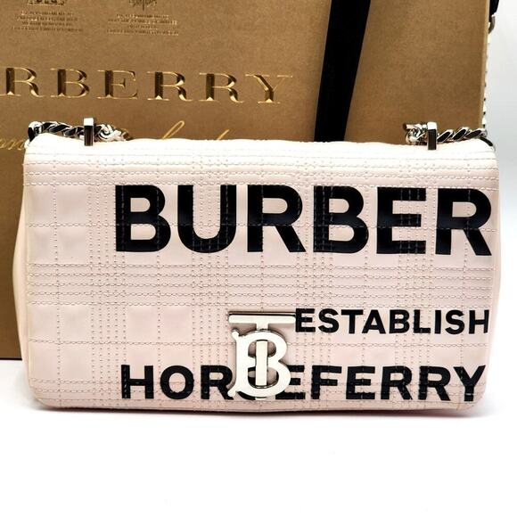 BURBERRY PATENT QUILTED HORSEFERRY PRINT SMALL LOLA BAG PINK - Picture 4 of 16